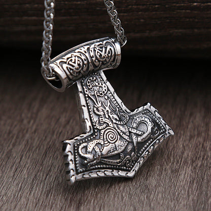 Thors Hammer Necklace - Decorative Dragon