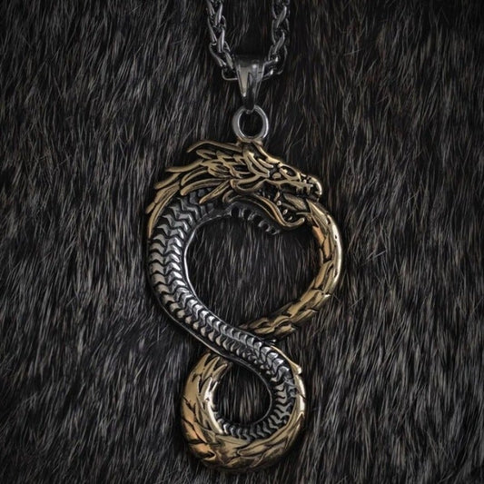 Viking Necklace - Midgard Golden Snake