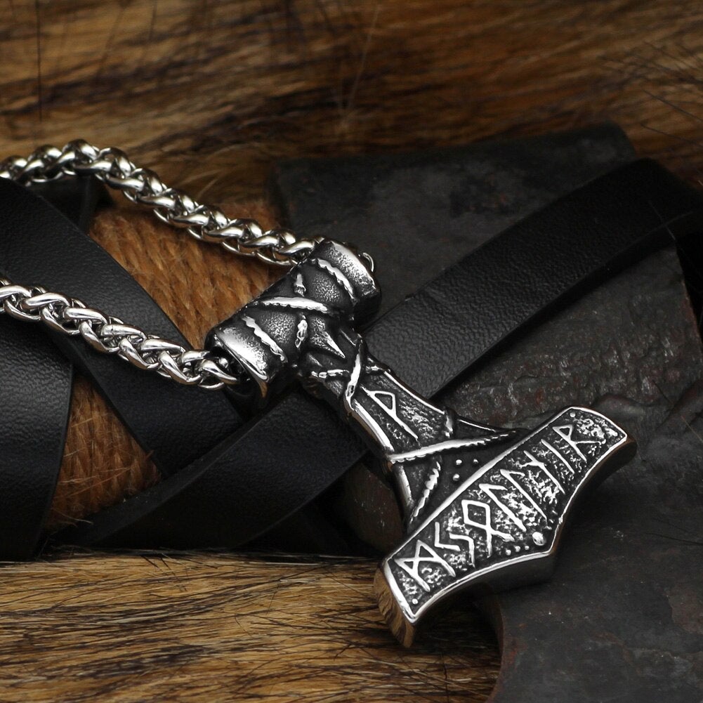 Thors Hammer Necklace - Runic Inscriptions