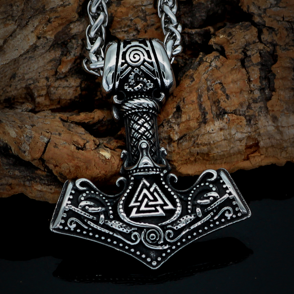 Stainless Steel Dual Color Mammen-Style Thor's Hammer - Norse Spirit