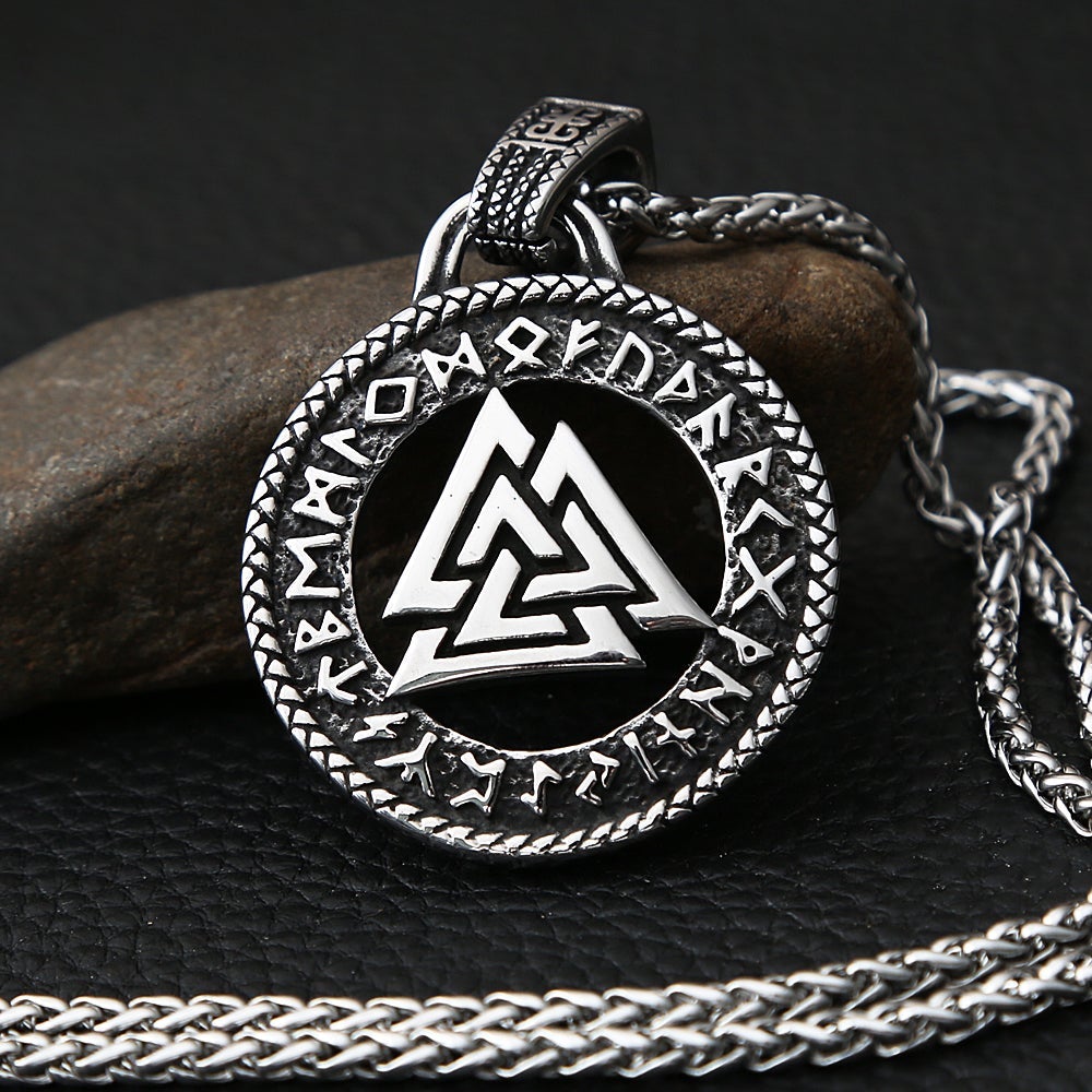 Viking Necklace - Valknut Symbol Runic circle