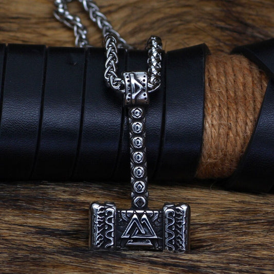 Thors Hammer Necklace - Valknut Symbol