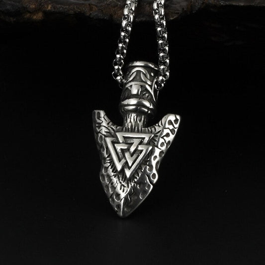 Viking Necklace - Valknut Arrow