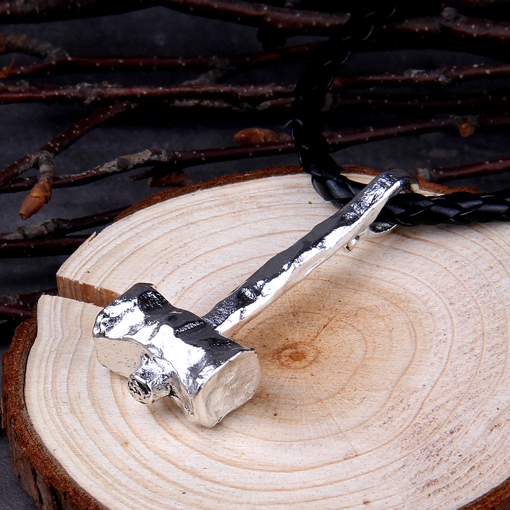 Thors Hammer Necklace - Robust Silver
