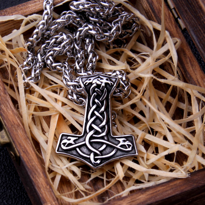 Thors Hammer Necklace - Knotted Ravens