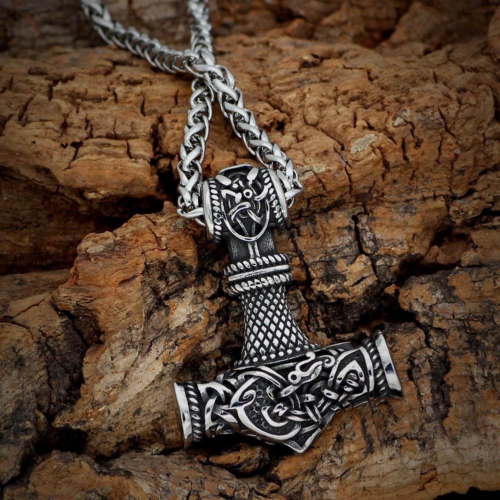 Viking Necklace Men's Thor's Hammer Pendant Stainless Steel Chain Silver,  Nordic Jewelry, Stainless Steel - Etsy