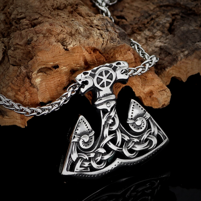 Thors Hammer Necklace - Knotted Wolves Pattern