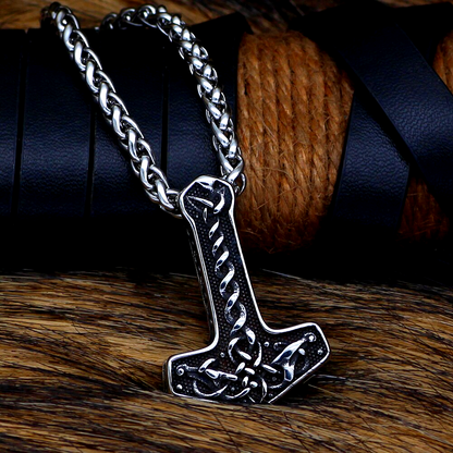 Thors Hammer Necklace - Celtic Pattern