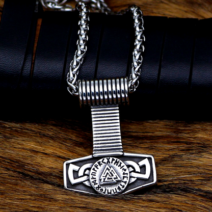 Thors Hammer Necklace - Valknut Runes
