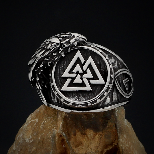 Viking Ring - Valknut Raven