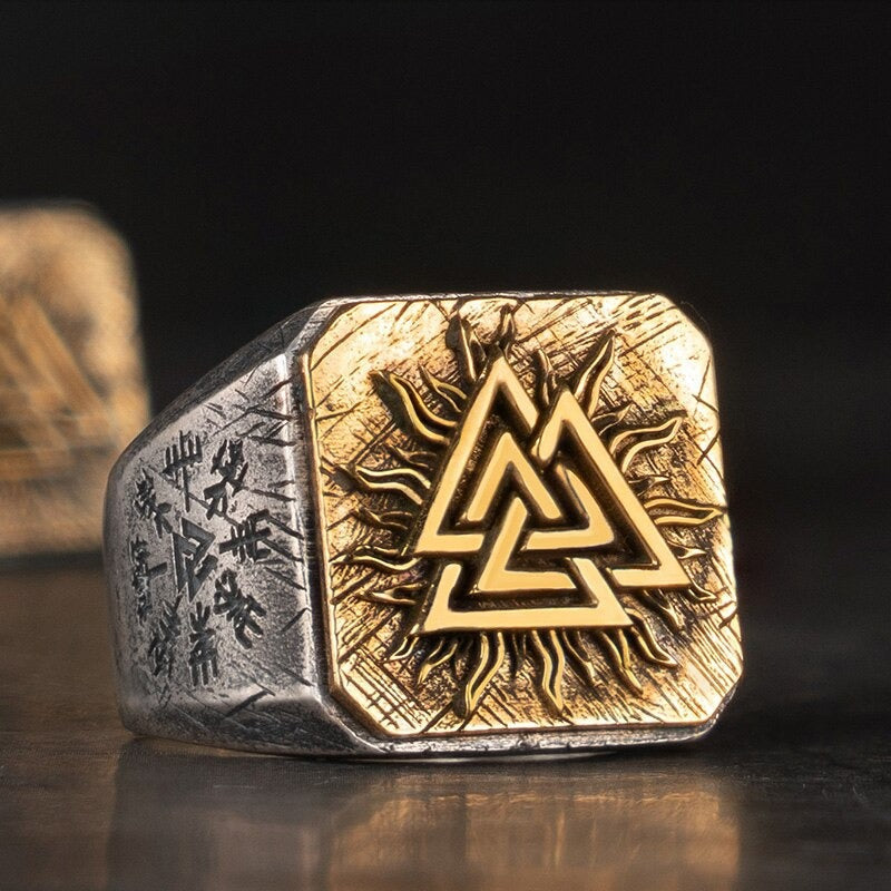 Sterling Silver Valknut Viking Ring