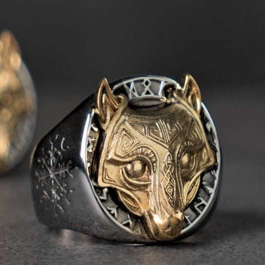Wikinger Ring Goldener Wolf