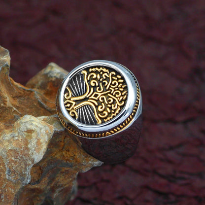Viking Ring - Gold Trimmed Yggdrasil