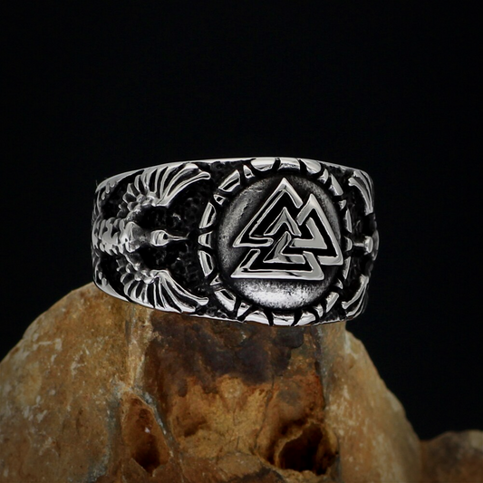 Viking Ring - Valknut Raven